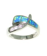 Jewelry Trends Chic Crossover Created Blue Opal and CZ Sterling Silver R... - $743.15 MXN