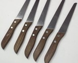 5 Moravan Steak Knives Cutlery Wood Handle 8” Made in Japan Stainless St... - £19.38 GBP