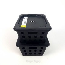 (Lot of 2) IKEA Rundbal Storage Basket W/ Lid Stackable Black 7x5.5x3.25&quot;  - $17.81