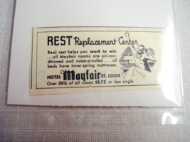 1942 Ad Hotel Mayfair St. Louis, Mo. Rest Replacement Center - £6.28 GBP