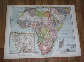 1930 Vintage Map Of Africa British French / Former German Colonies / Reunion - £25.98 GBP
