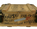 Vintage Military Wood / Wooden Ammo Crate Empty Box 7.62 w/ Latches &amp;  H... - £39.42 GBP