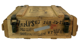 Vintage Military Wood / Wooden Ammo Crate Empty Box 7.62 w/ Latches &amp;  H... - £38.79 GBP