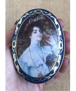 Vintage Small Oval Coca Cola Pocket Tin Renaissance Lady Drinking Soda F... - £7.76 GBP