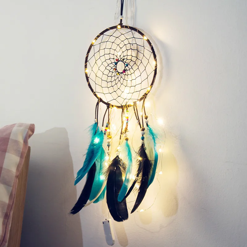 Indian Dream Catcher Fairy LED Night Light String Lamp  Feather Dreamcatcher Gir - £151.20 GBP