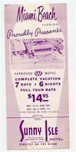 Sunny Isles Resort Motel Brochure Collins Ave Miami Beach Florida 1950's - $15.84