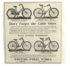 Crescent Bicycles 1894 Advertisement Victorian Bikes Models 3 And 6 ADBN1x - £18.80 GBP