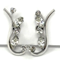 Vintage Krementz Rhinestone Silvertone Earrings, Screwback - $15.19