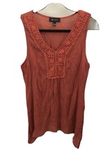 Women’s Orange V Neck Top, Blouse Sleeveless, Size Large AB Studio - £4.70 GBP