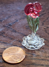 Miniature Glass Flower Red Rose Printers Tray - £3.96 GBP