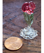 Miniature Glass Flower Red Rose Printers Tray - $4.94