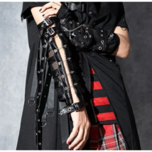 Black faux Leather goth rave emo punk 1x arm sleeve - £23.53 GBP