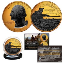 2021 WASHINGTON CROSSING DELAWARE Quarter 2-Sided 24KT GOLD w/ BLACK RUT... - $266.13 MXN