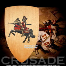 25&quot;  Wooden Medieval Times Knights Shield Plywood Design with Grip - £20.88 GBP