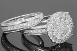 Lab Created 2.80Ct Round White Sapphire Bridal Ring Set 14K White Gold S... - £225.89 GBP