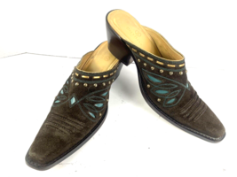 Cole Haan Morgan Womens 8 B Western Studded Mules Brown Pointed Toe Clog... - $49.32