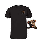 Funny Staffordshire Bull Terrier Dog Peeking Pocket Tshirt Cute Puppy Do... - $25.11 CAD+
