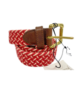 Liz Claiborne Belt Size M Red White Woven Textured Preppy Coastal Old Mo... - $55.88