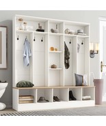 Wide Hall Tree with Storage Bench &amp; Shoe Cabinet (White) - €363,48 EUR