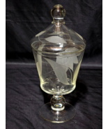 Vintage MCBRIDE 9.5&quot; Covered Compote CAMEO - Etched Frosted Leaves, Ball... - $31.44