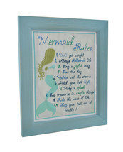 Scratch &amp; Dent Embroidered Mermaid Rules Framed Wall Hanging - S+D - £11.34 GBP