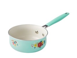 Pioneer Woman ~ BREEZY BLOSSOM ~ 1-Quart ~ Nonstick ~ Green ~ Floral Saucepan - £26.22 GBP