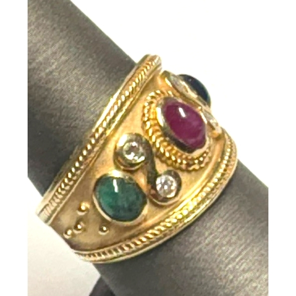 14k YELLOW  GOLD DIAMOND AND ASSORTED GEMSTONES RING SIZE 6.5 SKY Item image 2