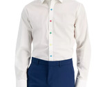 Bar III Mens Organic Cotton Slim Fit Colored Buttons Dress Shirt Whit-XL... - £17.37 GBP