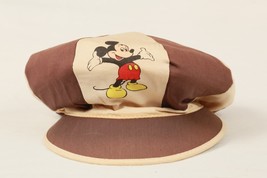 Vintage Walt Disney Productions Mickey Mouse Gatsby Newsboy 2 Panel Brown Beige - £30.19 GBP