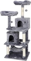 57&quot; Cat Tree &amp; Condo Scratching Post Tower Kitten Activity Play House Gray - £82.02 GBP