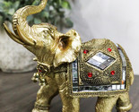 Golden Feng Shui Trunk Up Elephant With Gemstones Bullhook Tapestry Figu... - £18.37 GBP