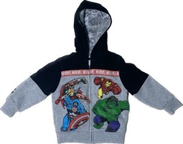 Marvel Sweatshirt Gray Kids 3T Hulk Captain America Thor Iron Man Comic Hoodie - £11.54 GBP