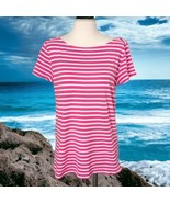 Ralph Lauren Striped T Shirt XL Top Pink White Short Sleeve Classic Naut... - £22.06 GBP