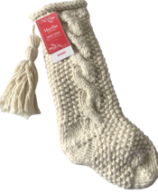 Martha Stewart Christmas Stocking Chunky Hand Knit Beige Cable Knit 22&quot; ... - £33.97 GBP