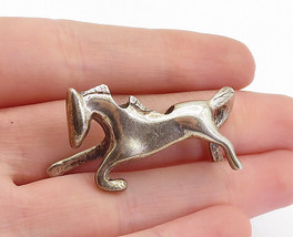 925 Sterling Silver - Vintage Sculpted Galloping Horse Slide Pendant - PT4558 - £46.28 GBP