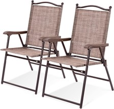 Tangkula Set Of 2 Patio Folding Dining Chairs, Outdoor Sling Lawn Chairs... - £91.73 GBP