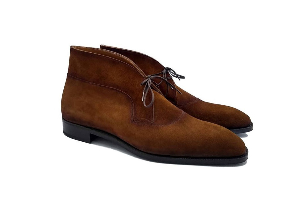 Men's genuine Suede British Half Ankle Boot, Men's Brown Lace Up Chukka Boot 201