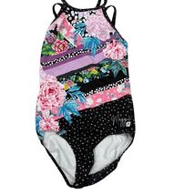 Sylvia P Maggie Floral &amp; Polka Dot Adult XS Gymnastics Leo Leotard - $38.40