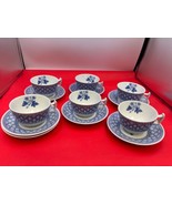 Set of 6 Spode BLUE GERANIUM Cup &amp; Saucer Sets (bonus Saucer!) - $99.99