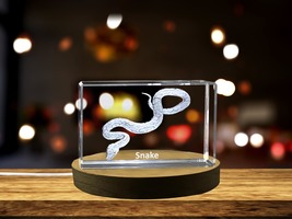 LED Base included | Serpent Serenity |Snake Design | 3D Engraved Crystal - £31.32 GBP+