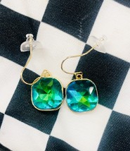Stunning Large Green Blue square dangle earrings - $23.00