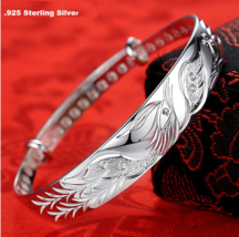 999 Fine Silver Lucky Dragon Bangle Bracelet - £12.75 GBP