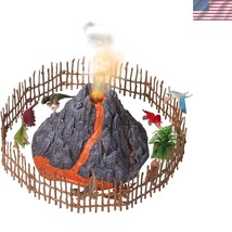 Electric Mist-Spouting Volcano Playset with 8 Dinosaurs - Perfect Gift f... - $25.49