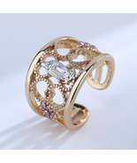 18k Layered Real Gold Multi colors Virgin Mary Ring Adjustment - $209.43 MXN