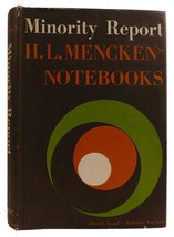 H. L. Mencken Minority Report: H.L. Mencken&#39;s Notebooks 1st Edition 3rd Printin - £48.41 GBP