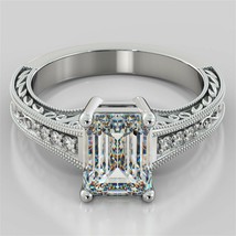 2.15Ct Filigree Solitaire Engagement Ring White Gold Plated LC Moissanite - £62.21 GBP