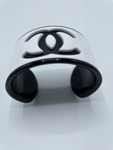 Chanel White &amp; Black Cc Lucite Sporty Cuff Bracelet, Beautiful - $163.28