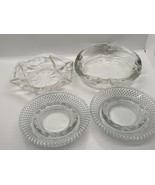 Clear glass vintage ashtray lot four clear three different mcm 5 and 6 i... - £14.70 GBP