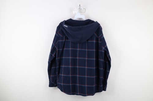 Vtg Hurley Surfing Mens Large Faded Spell Out Hooded Flannel Button Shirt Jacket Item image 13