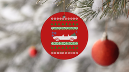 1968 Gt500 Convertible Ugly Christmas Sweater Circle Ornament - £15.00 GBP